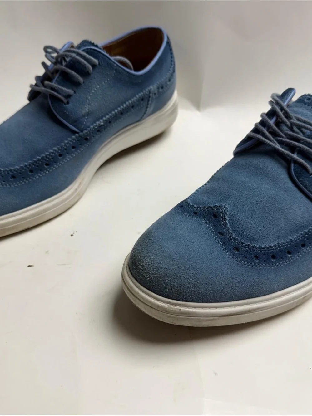 Stacy Adams Blue Suede Wingtip Oxfords
